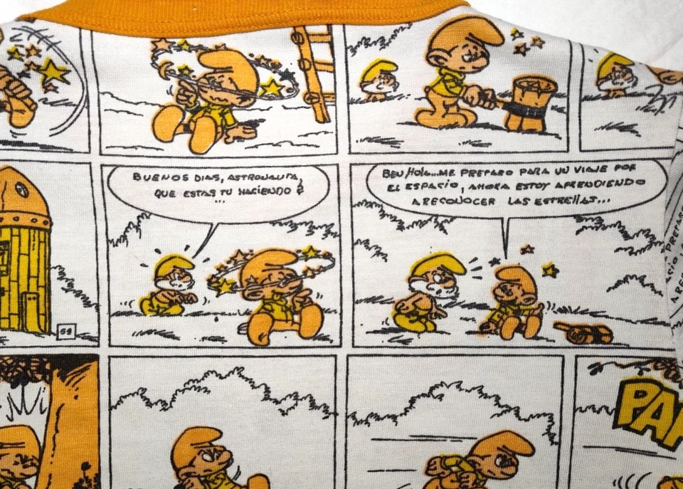 Vtg Carter's Orange Smurfs Comic Cartoon Pajama Shirt Top 12 Anos Years Spanish - Image 4 of 4