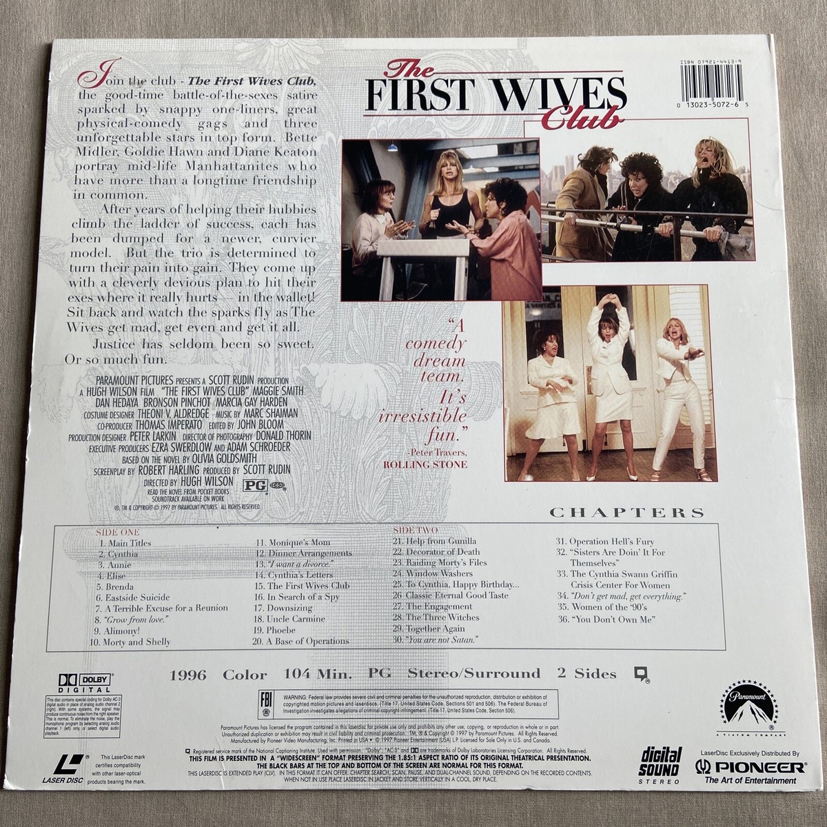 The First Wives Club (Laserdisc, 1997) Bette Midler Goldie Hawn