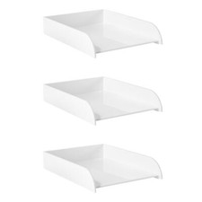 OSCO High Gloss White Plastic Stacking Letter Tray | 3 Pack | A4 | Easily Stacka