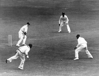 England's Len Hutton Edges The Ball Through The Slips 1939 OLD CRICKET PHOTO