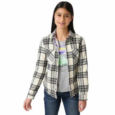 Weatherproof Vintage Girls Shirt Jacket W/Tee Shirt Black White Gray XS 5/6
