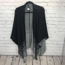 Ming Wang Top Womens One Size Black Open Front Casual Basic Coverup