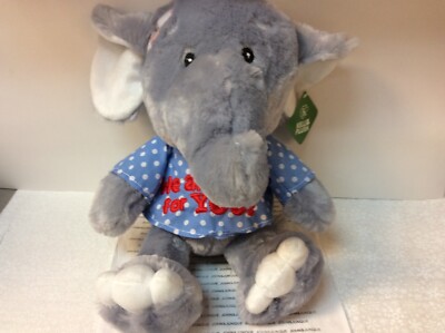  WE ARE HERE FOR YOU!  ELEPHANT New with Tag Gray Plush Elephant with Shirt