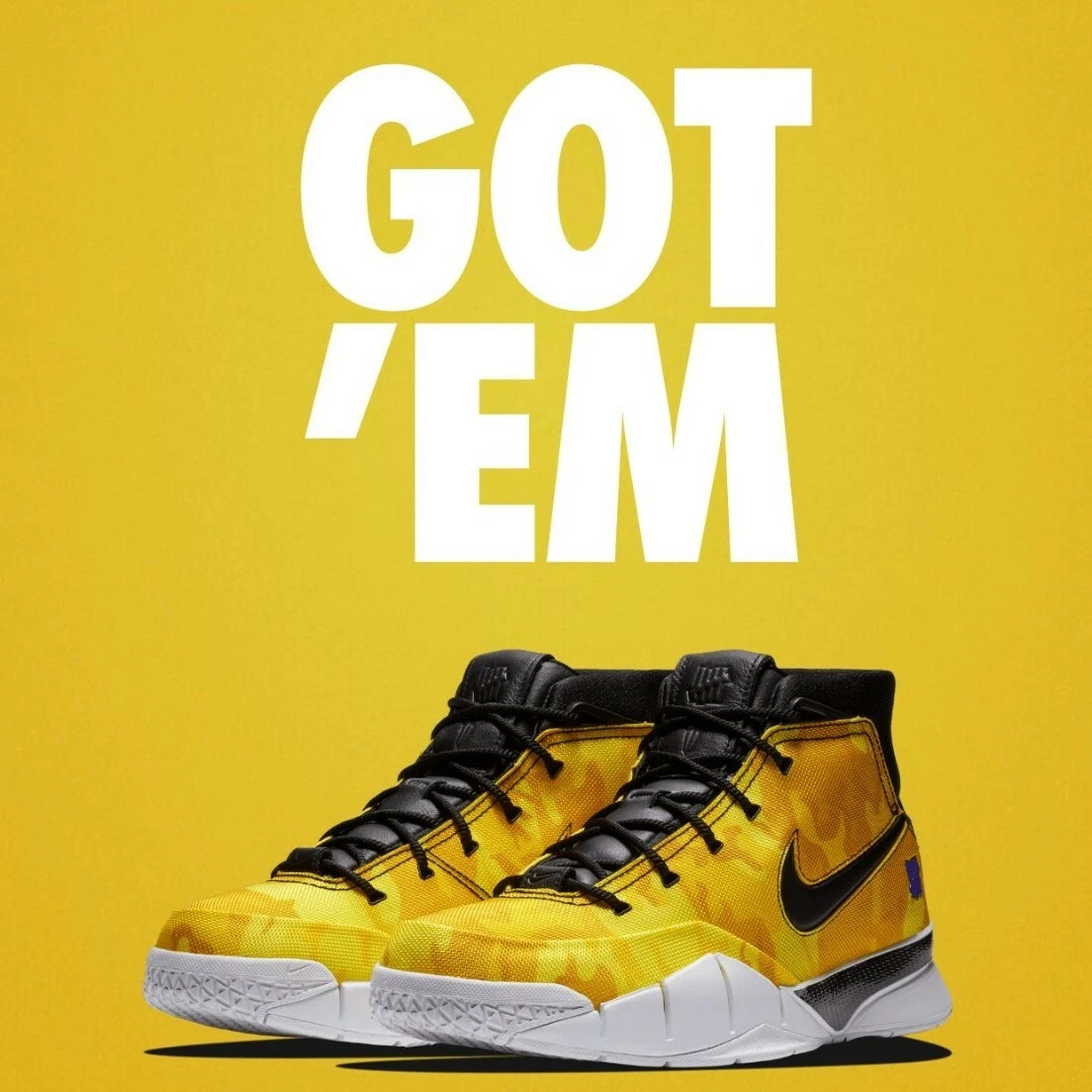 Nike Kobe 1 Protro Undefeated Yellow Camo (La Brea) BV1207-901 size 8.5