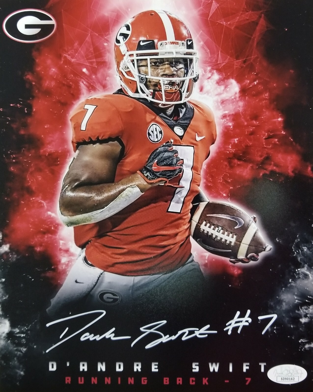 D'Andre Swift Autographed Signed Georgia Bulldogs Football 8x10 Photo Pic Dawgs 