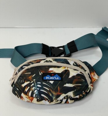 Kavu Fanny Pack Bag Wide Teal Adjustable Strap Tropical  display picture 3
