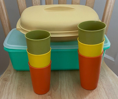 VINTAGE TUPPERWARE FROM THE 70s  - CELERY CRISPER, VEGGIE STEAMER, TUMBLERS