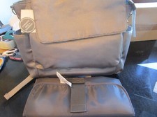 Pottery Barn Kids ultimate convertible gray aqua nylon changing pad Diaper bag