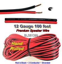 100' ft Red Black 12 Gauge SPEAKER WIRE Cable Home Car Audio Wiring 12V DC Power