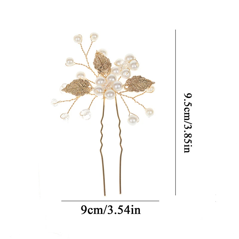 Women Pearl Rhinestone Crystal Bridal Hair Comb Hair Clips Hair Pins Headpiece - Image 2 of 4