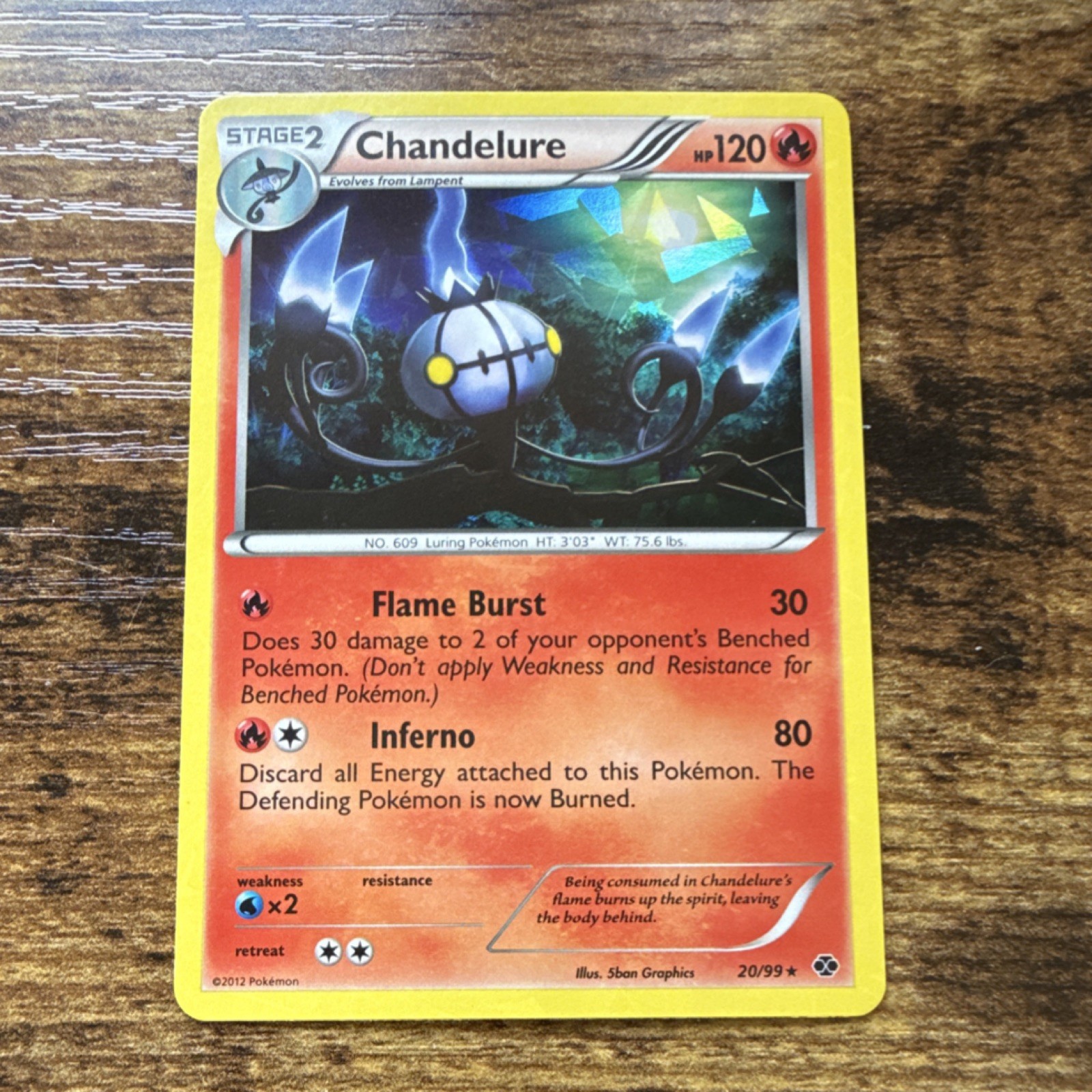 Chandelure 20/99 - RARE Cracked Ice Holo - B&W Next Destinies - NM 2012
