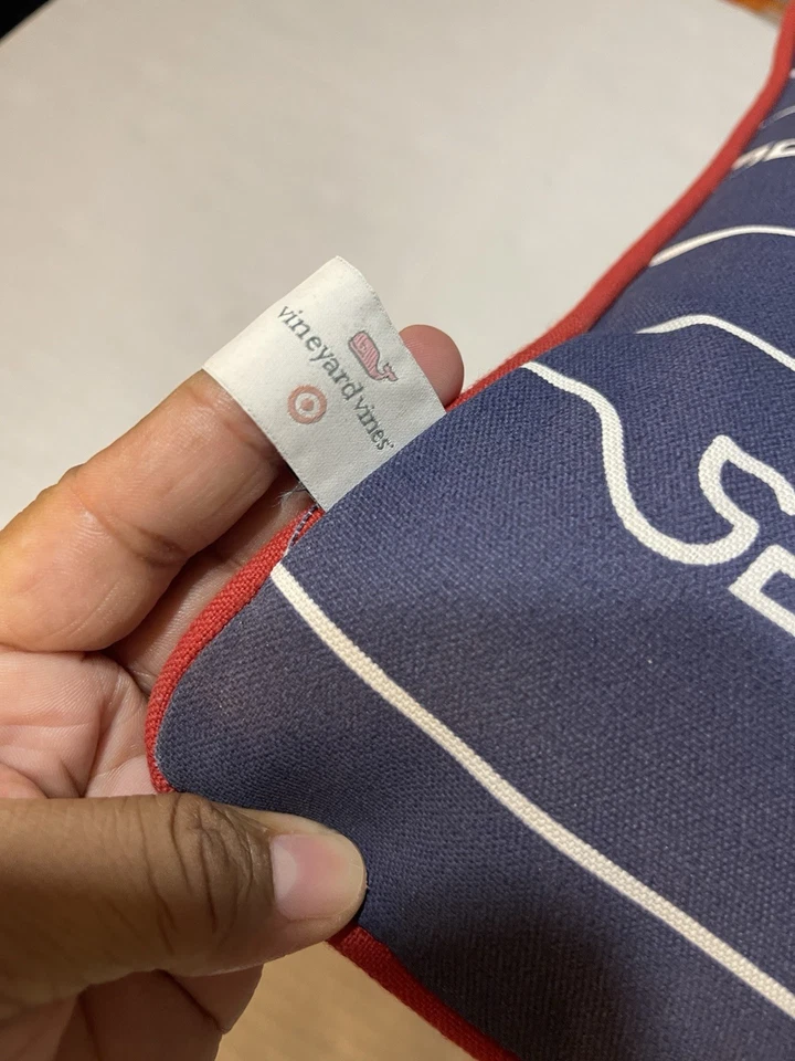 Поясничная подушка Vineyard Vines Target 14x20 Whale Line красно-белая темно-синяя домашний декор - Изображение 2 из 4