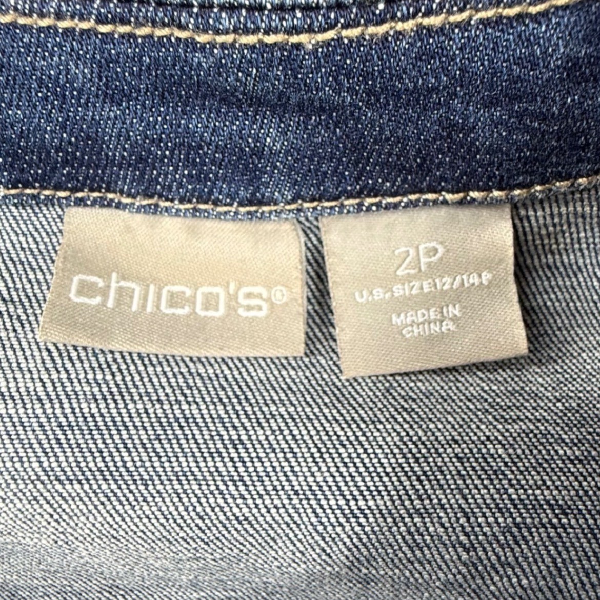 Chicos Denim Jacket Embroidered Patch Floral Jean… - image 5