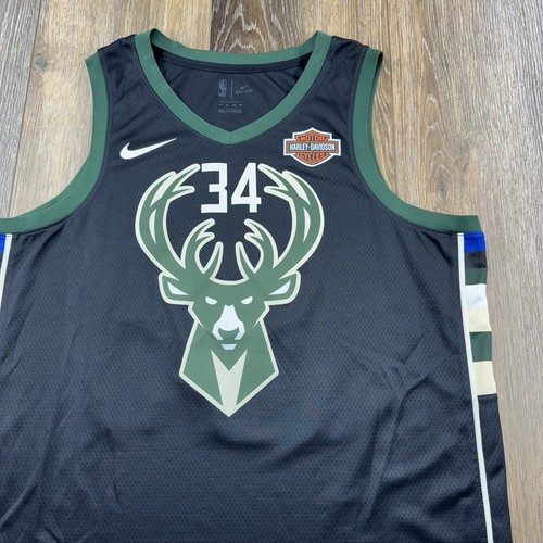 Milwaukee Bucks Giannis Antetokounmpo Jersey Mens 52 Black Nike Swingman Harley - Picture 3 of 14