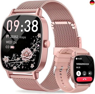 coioc Smartwatch Damen (2 Armbändern), 1.85 Zoll HD Fitnessuhr mit 