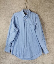 Peter Millar Gingham Check Shirt Mens M Blue White 100 Cotton Button
