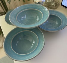 Pottery Barn S/4 ~TURQUOISE CAMBRIA~ RIMMED S...