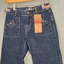NUEVO Pantalones de mezclilla capri Deadstock Levi's Girls 14 lengüetas laterales tiro bajo parche bolsillo Y2K