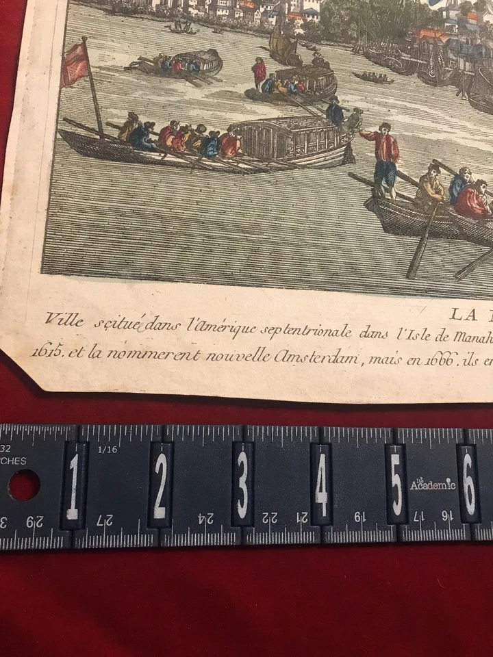 MAP Birdseye View NEW YORK In Year 1615 Harbor  Printed 1666 Hand Colored - Image 4 of 4