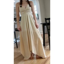 NWT MINK PINK Women's XS Cream Fairy Dress Maxi Asymmetrical Hem Tank FLAW