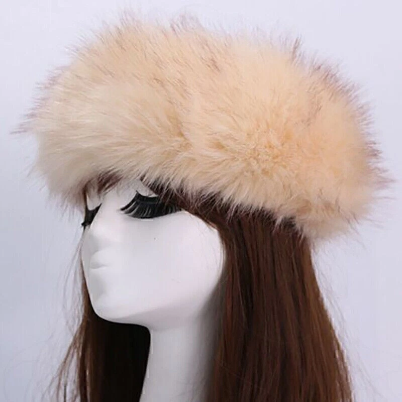 Ladies Soft Fluffy Faux Fur Russian Cossack Womens Warm Winter Hat Headbands Cap - Image 4 of 4