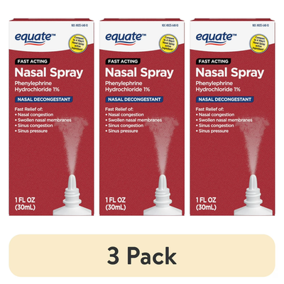 #ad 3 Pack Equate Nasal Four Nasal Spray Phenylephrine Hydrochloride 1% 1 fl oz $12.38