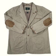 Giacca grande vintage Orvis uomo kaki cotone zambesi pelle toppe gomito