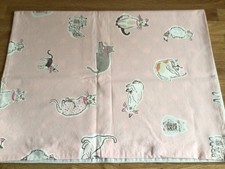 USED 1 Housewife Pillowcase Cath Kidston Squiggle Cats Pink & Button Spots Grey