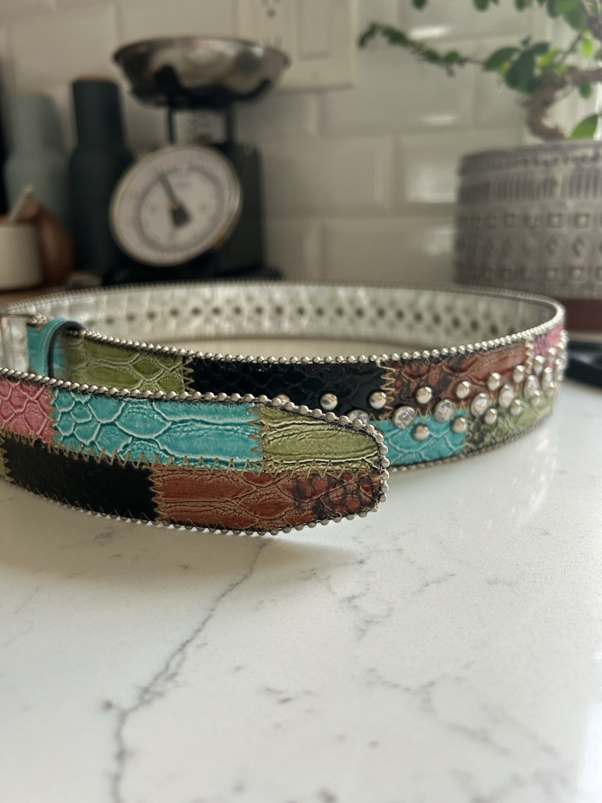 Guess Multi-colored Patchwork Rhinestones Studded… - image 10