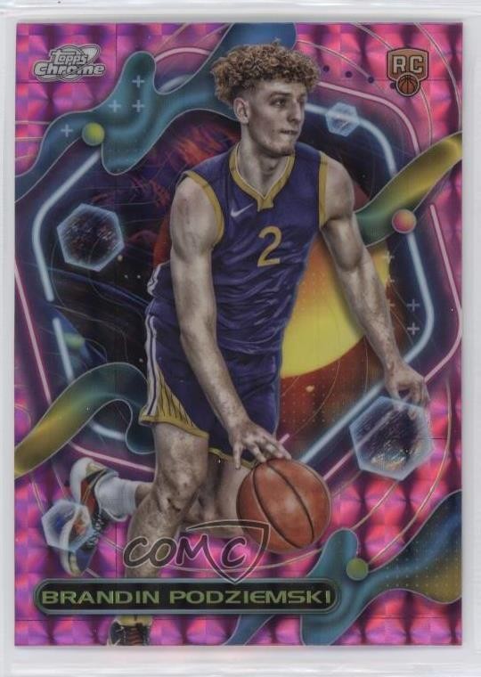 2023 Topps Cosmic Chrome Pink Galaxy Refractor Brandin Podziemski #167 Rookie RC