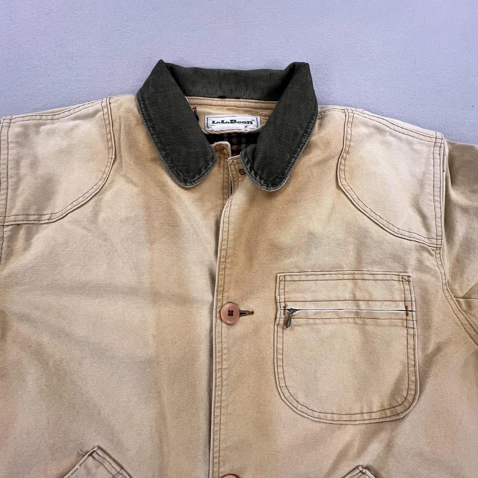 Chaqueta de Colección L.L.Bean Para Hombres Abrigo de Campo de Lona Tostado Medio Hecho en EE. UU. Ropa de Trabajo Años 90 Foto 2 de 4
