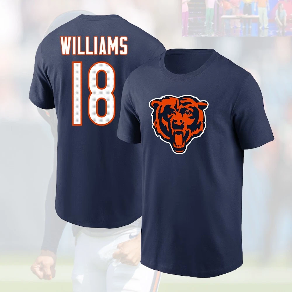 Caleb Williams #18 Chicago Bears Double Sided T-Shirt Fan Logo