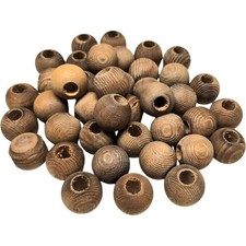 40 Distressed Natural Wooden Beads 22.3 mm x 24.4 mm, Hole 9.4 mm Macrame Crafts