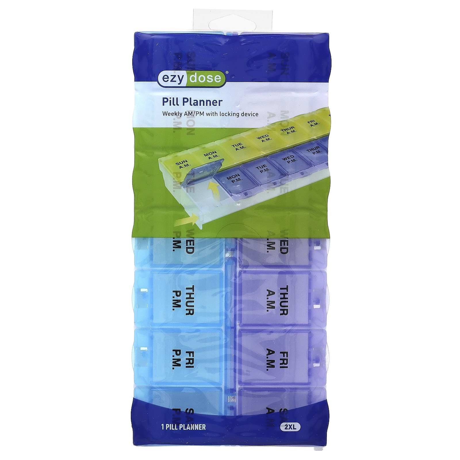 Weekly AMPM with Locking Device Pill Planner 2 XL 1 Count 2890₽