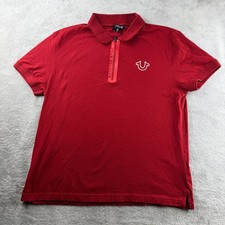 True Religion Logo Zipper Tape Polo Red Mens M
