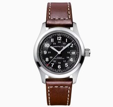 New Hamilton Khaki Field Black Dial Brown Leather Strap Men's Watch H70455533