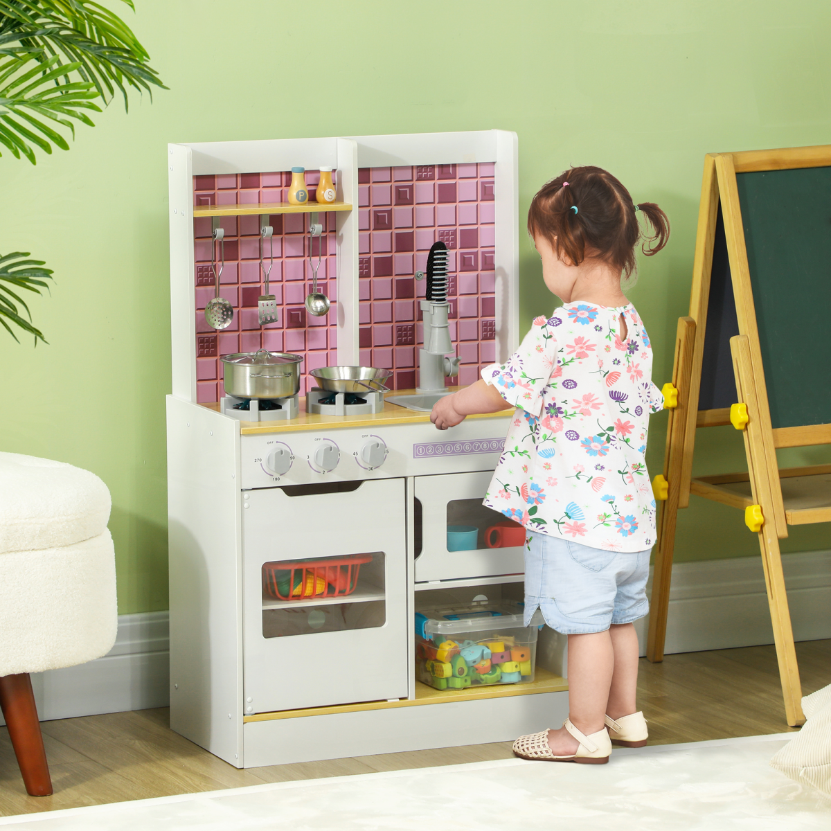 Kids Play Kitchen, Pretend Play Kitchen for Ages 3+ Years - White