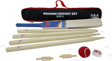 H A Sports Kids Wooden Cricket Set   Size 5 Bat, Ball  Stumps   