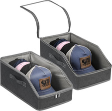 Hat Organizer for Baseball Caps-2Pcs Hat Storage with Transparent Window Stackab