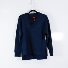 NEW Spanx AirEssentials Brushed V-Neck Tunic Sweatshirt Heather Timeless Navy S