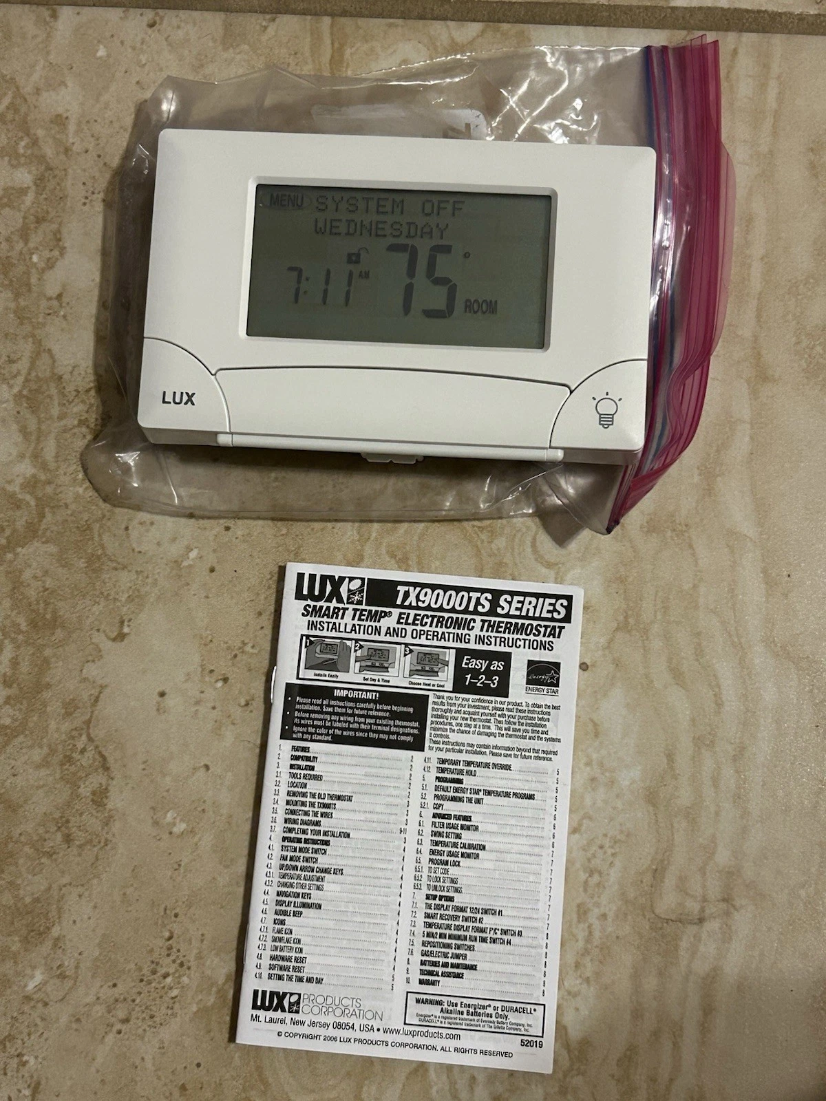 Lux TX9000TS Touch Screen Seven-Day Programmable Thermostat