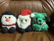 Vintage Puffkins Lot Of 3 Holiday Christmas Green Bear Santa Snowman