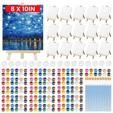 16 Set Canvas Painting Kits for Kids Adults, 8x10 inch Canvas and Easel Set w...