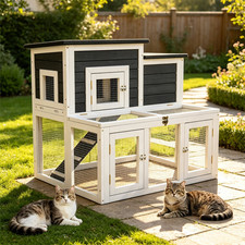 Feral Stray Cat Shelter Wooden Condo for Home Outdoor Use