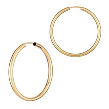 Paar 585 Gelbgold Creolen Ohrringen Ohrschmuck 2,5mm Rund Goldohrringe 40mm 9033