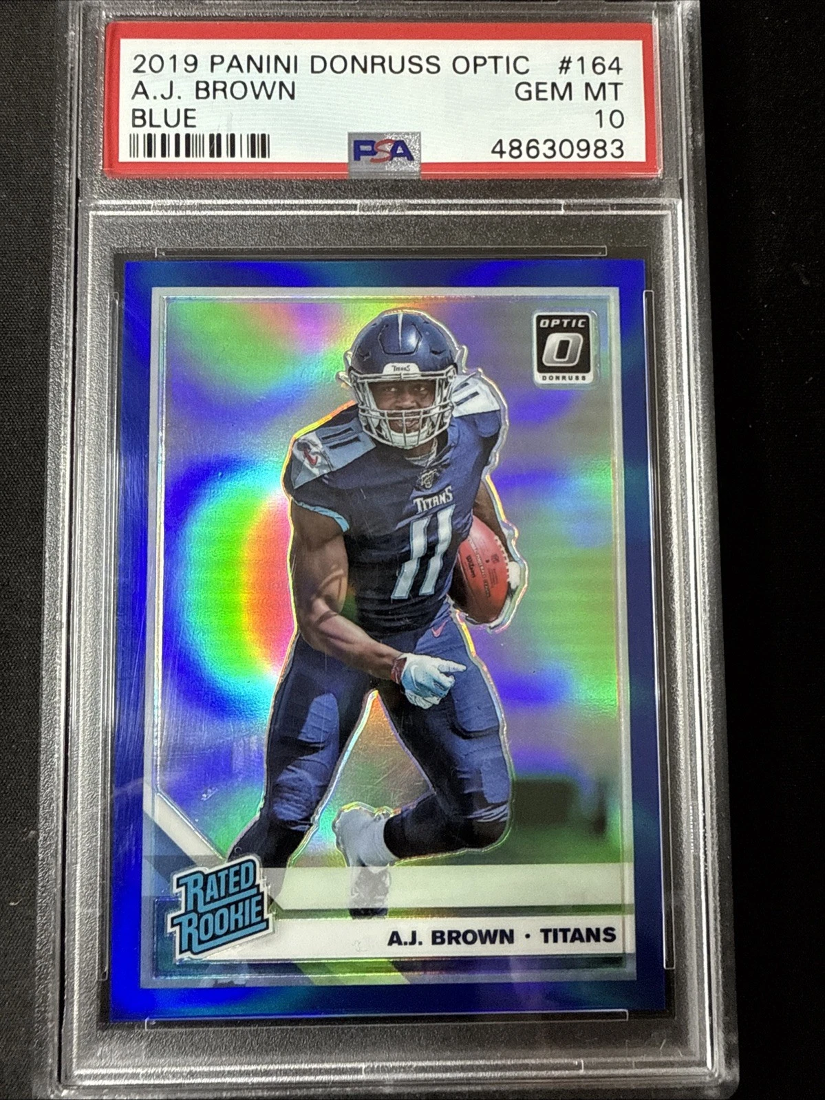 Deal for 2019 PANINI DONRUSS OPTIC BLUE #164 A.J. BROWN ROOKIE RC /150 PSA 10