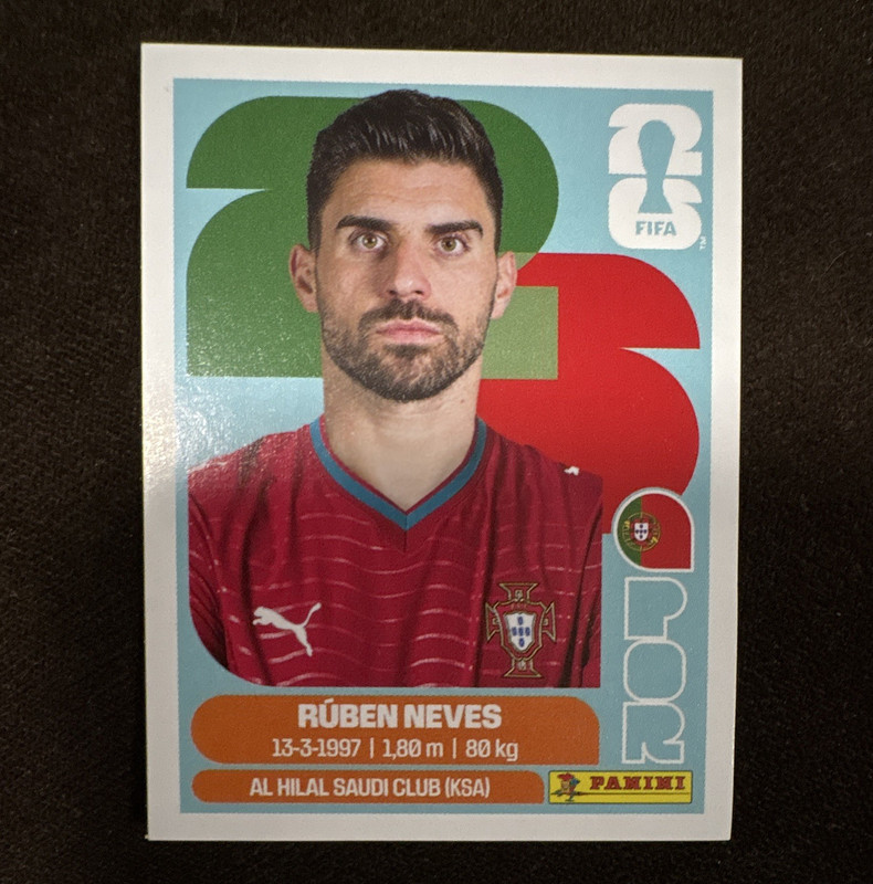 Panini FIFA World Cup 2026 Sticker POR 11 Rúben Neves Portugal Al Hilal Portrait