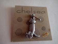 Silvertone Pewter CHELSEA CRAZY CAT  HANGING ON CAT  ZIPPER PULL, NEW NIP, Women