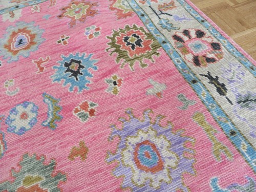 4 x 6 Hand Knotted Pink Colorful Turkish Oushak Oriental Rug G11361 - Picture 8 of 12