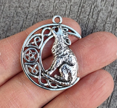 #ad PAGAN WICCA MOON HOWL WOLF ANIMAL Pendant 925 Sterling Silver 22quot; Necklace GIFT $17.89
